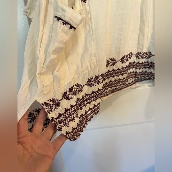 World Market Embroidered Boho Cotton Beachy Lagenlook Peasant Tunic Top OS - Picture 5 of 11
